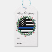 Politie Dunne Blauwe Lijn Kerstmis Cadeaulabel (Voorkant)
