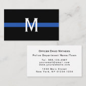 Politie Dunne Blauwe Lijn Monogrammed Professionee Visitekaartje (Voorkant / Achterkant)