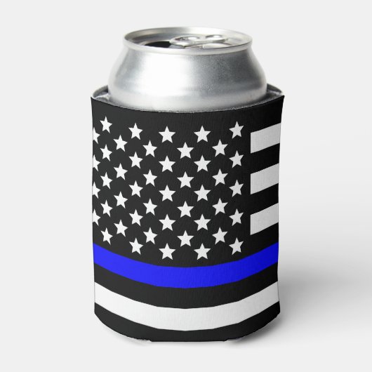 Politie Dunne blauwe lijn ondersteuning Blikjeskoeler (Blikje Voorkant)