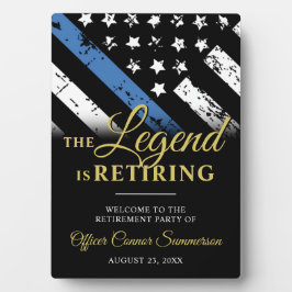 Politie Dunne Blauwe Lijn Pensioenpartij Welkom Fotoplaat