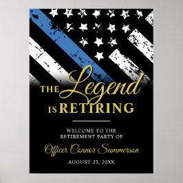 Politie Dunne Blauwe Lijn Pensioenpartij Welkom Poster