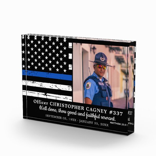 Politie Dunne Blauwe lijn Rechtshandhaving Memoria Fotoblokken (Rechts)