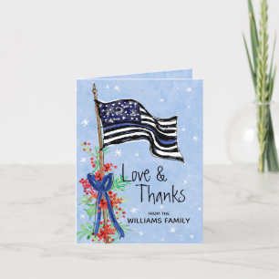 Politie Dunne Blauwe Lijn Vlag Holly Family Nave Bedankkaart