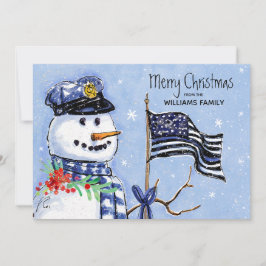 Politie Dunne Blauwe Lijn Vlag Vrolijk Kerstmis Sn Feestdagenkaart