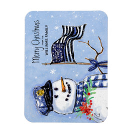 Politie Dunne Blauwe Lijn Vlag Vrolijk Kerstmis Sn Magneet