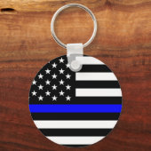 politie dunne blauwe lijn vlag vs verenigde staten sleutelhanger (Voorkant)