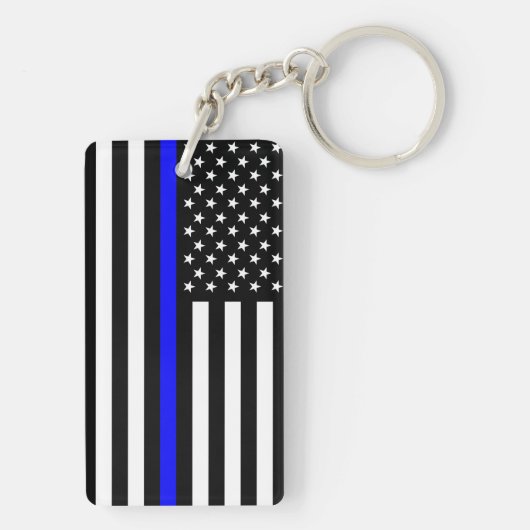politie dunne blauwe lijn vlag vs verenigde staten sleutelhanger (achterkant)