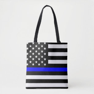 politie dunne blauwe lijn vlag vs verenigde staten tote bag