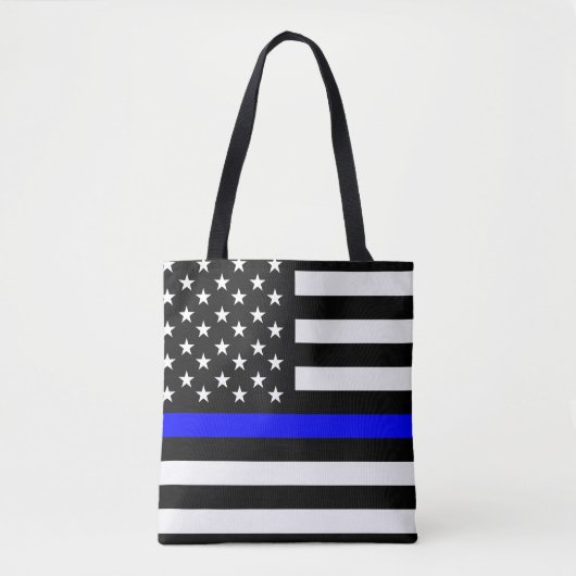 politie dunne blauwe lijn vlag vs verenigde staten tote bag (Voorkant)
