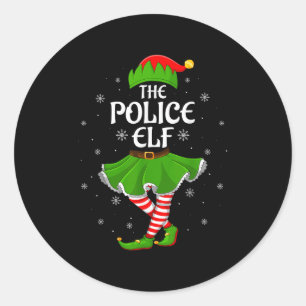 Politie Elf Kerst Familie Meisjes Vrouwen Elf Squa Ronde Sticker