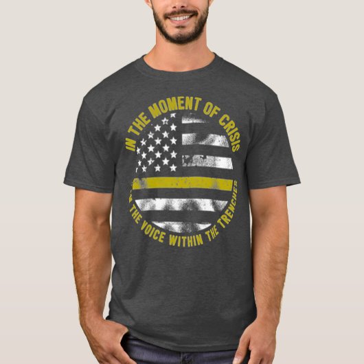Politie en brand 911 zender Thin Gold Line T-shirt (Voorkant)