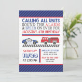 Politie en brandweer verjaardagsuitnodiging met en kaart (Staand voorkant)