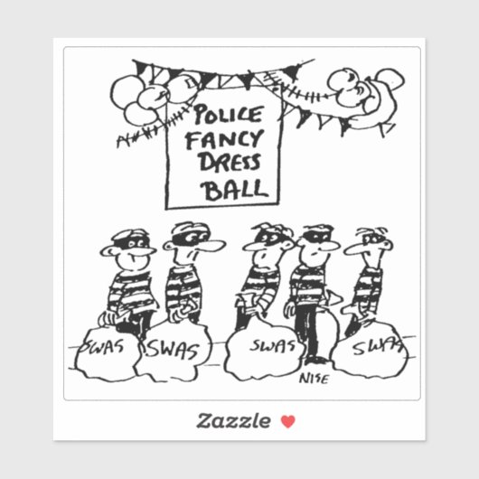 Politie Fancy Dress Ball Cartoon. Sticker (Vel)
