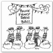 Politie Fancy Dress Ball Cartoon. Sticker (Voorkant)