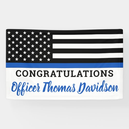 Politie feliciteert Afstuderen Thin Blue Line Spandoek (Horizontaal)