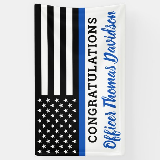 Politie feliciteert Afstuderen Thin Blue Line Spandoek (Verticaal)