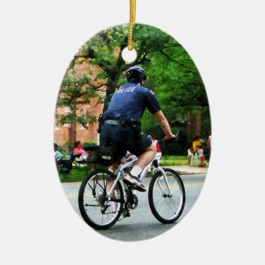 Politie fietspatrouille keramisch ornament (Voorkant)