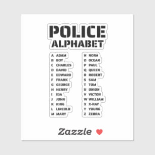 Politie fonetische alfabet gids sticker