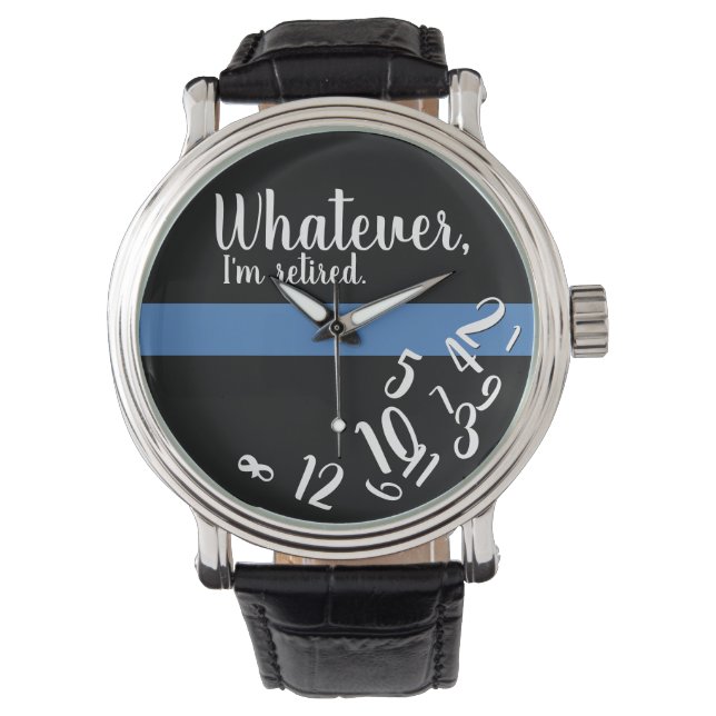 Politie Fungerend pensioen Thin Blue Line Horloge (Voorkant)