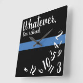 Politie Fungerend pensioen Thin Blue Line Vierkante Klok (Hoek)