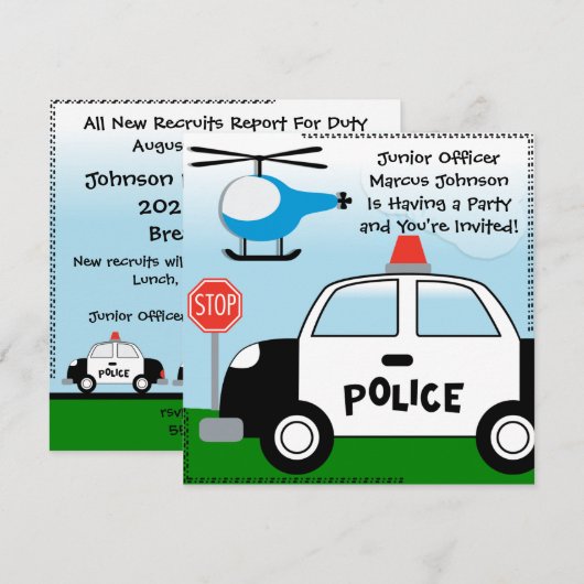 Politie Gepersonaliseerd uitnodiging (Voorkant / Achterkant)