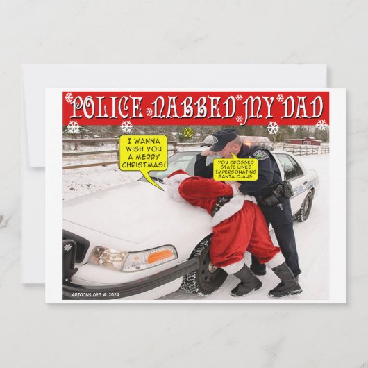 Politie greep mijn vader feestdagenkaart (Voorkant)