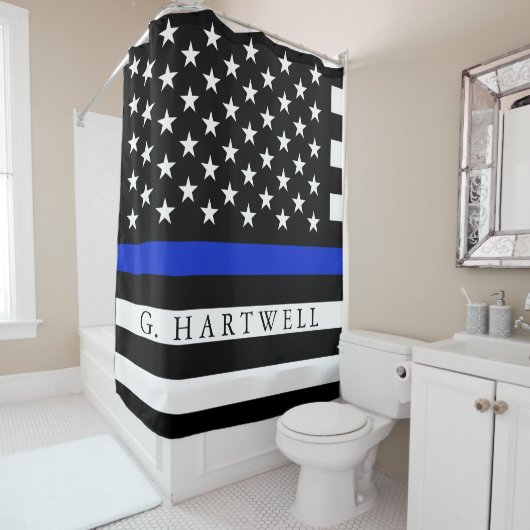 Politie heeft de Amerikaanse vlag aangepast Douchegordijn (In situ)