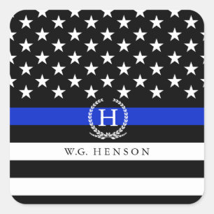 Politie heeft het Amerikaanse vlagmonogram-decal g Vierkante Sticker