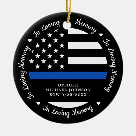 Politie in het liefhebben van Memory Fallen Office Keramisch Ornament (Voorkant)