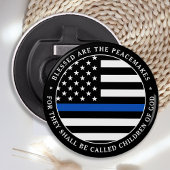 Politie is de blauwe lijn van de Peacemakers Button Flesopener