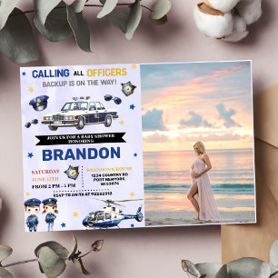 Politie Jongen 1e Verjaardag Party Foto Kaart