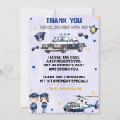 Politie Jongen Verjaardagsfeestje Dank je kaart (Voorkant)