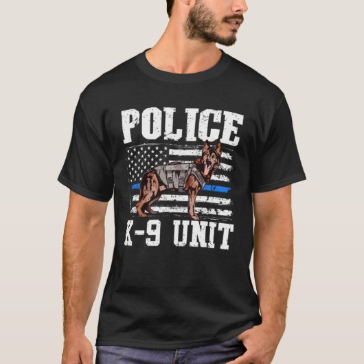 Politie K9-eenheid Duitse herder politiehond Ameri T-shirt (Voorkant)