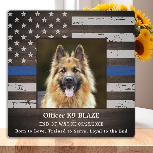 Politie K9 Memorial Fallen Officer Police Dog Fotoplaat