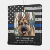 Politie K9 Memorial - Thin Blue Line - Politiehond Keramisch Ornament (Links)