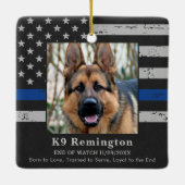 Politie K9 Memorial - Thin Blue Line - Politiehond Keramisch Ornament (Achterkant)