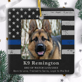 Politie K9 Memorial - Thin Blue Line - Politiehond Keramisch Ornament