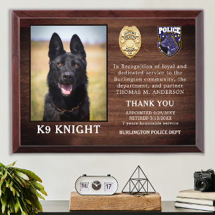 Politie K9 Uittredingswet Handhavingsambtenaar Dog Troffee Gedenkplaat