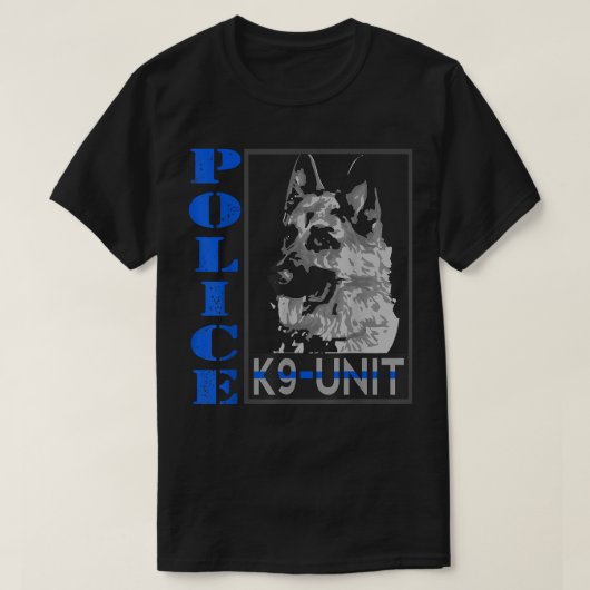 Politie K-9 eenheid Thin Blue Line Officer Dog Ger T-shirt (Design voorkant)