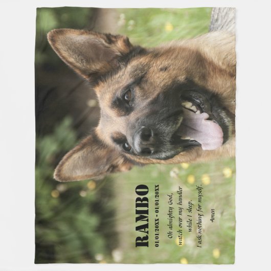 Politie K-9 Hond Foto K9 Gebed Memorial Fleece Deken (Voorkant)