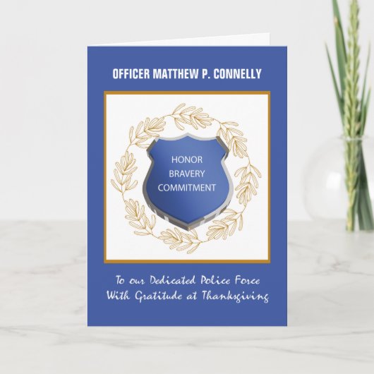 Politie Kantoor Thanksgiving Hartelijk dank Kaart (Voorkant)