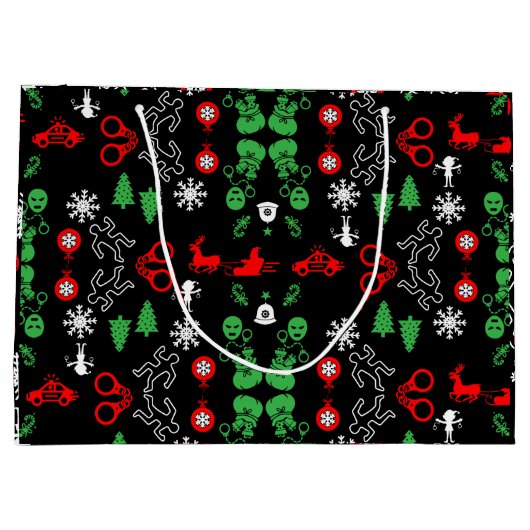 Politie Kerst Decoratief Groot Cadeauzakje (Achterkant)