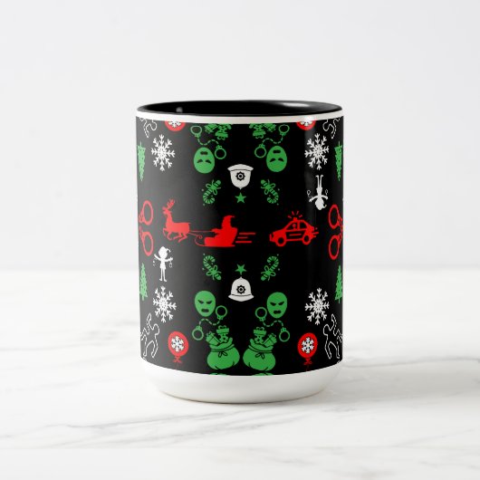 Politie Kerst Decoratief Tweekleurige Koffiemok (Center)