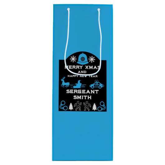 Politie Kerst Decoratieve Fles Wijn Cadeautas (Voorkant)