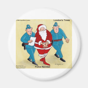 Politie Kerstmis Grappige Kerstman Cadeaus & Kaart Magneet
