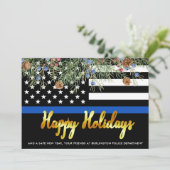 Politie Kerstmis Prettige feestdagen Thin Blue Lin Feestdagenkaart (Staand voorkant)