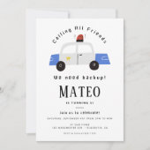 Politie Kids Verjaardagsfeestje Minimalist Kaart (Voorkant)