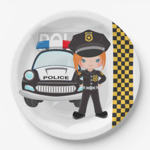 Politie kinder partij papieren bordje