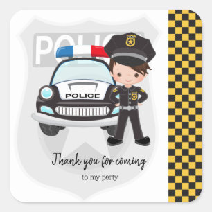 Politie kinder partij vierkante sticker
