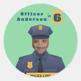 Politie Kinderen Verjaardag Ronde Sticker